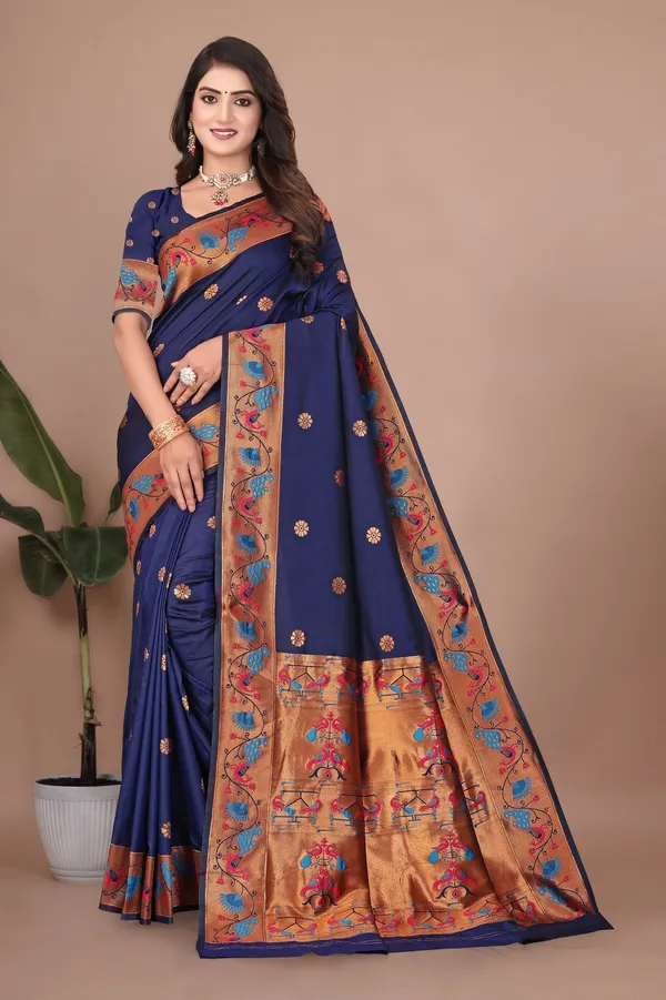 Pure_Silk_Paithani_Saree_with_Rich_Zari_Woven_Border_&_Peacock_Motifs_|_For_Traditional_Wedding_&_Festivals_|_5.5m_Saree_+_0.8m_Blouse_(Navy_Blue)