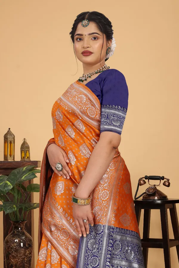 Women's_Banarasi_Silk_Saree_for_Women_|_Traditional_Woven_Saree_with_Contrast_Border_&_Pallu_|_For_Traditional,_Festive_&_Wedding_Saree_with_Blouse_Piece_(Silver_-_Orange_&_Blue)