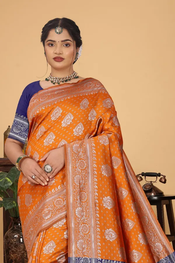 Women's_Banarasi_Silk_Saree_for_Women_|_Traditional_Woven_Saree_with_Contrast_Border_&_Pallu_|_For_Traditional,_Festive_&_Wedding_Saree_with_Blouse_Piece_(Silver_-_Orange_&_Blue)