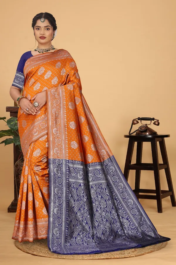 Women's_Banarasi_Silk_Saree_for_Women_|_Traditional_Woven_Saree_with_Contrast_Border_&_Pallu_|_For_Traditional,_Festive_&_Wedding_Saree_with_Blouse_Piece_(Silver_-_Orange_&_Blue)