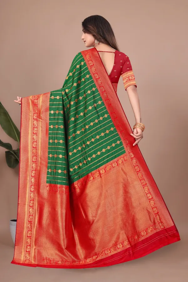 Pure_Silk_Paithani_Saree_with_Rich_Zari_Woven_Border_&_Traditional_Pallu_|_For_Traditional_Wedding_&_Festivals_|_5.5m_Saree_+_0.8m_Blouse_(Bottle_Green_&_Maroon_Red)