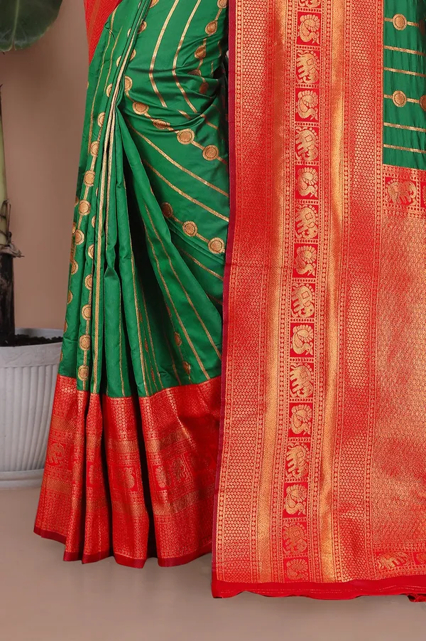 Pure_Silk_Paithani_Saree_with_Rich_Zari_Woven_Border_&_Traditional_Pallu_|_For_Traditional_Wedding_&_Festivals_|_5.5m_Saree_+_0.8m_Blouse_(Bottle_Green_&_Maroon_Red)