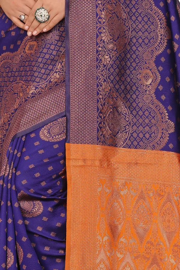 Women's_Banarasi_Silk_Saree_for_Women_|_Traditional_Woven_Saree_with_Contrast_Border_&_Pallu_|_For_Traditional,_Festive_&_Wedding_Saree_with_Blouse_Piece_(Gold_-_Dark_Blue_&_Orange)