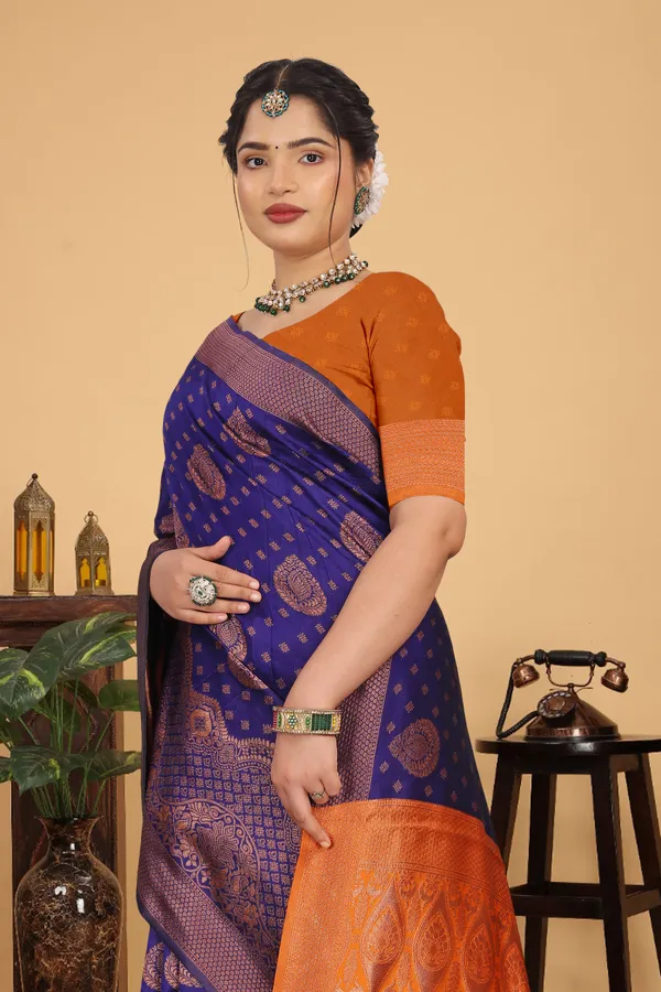 Women's_Banarasi_Silk_Saree_for_Women_|_Traditional_Woven_Saree_with_Contrast_Border_&_Pallu_|_For_Traditional,_Festive_&_Wedding_Saree_with_Blouse_Piece_(Gold_-_Dark_Blue_&_Orange)