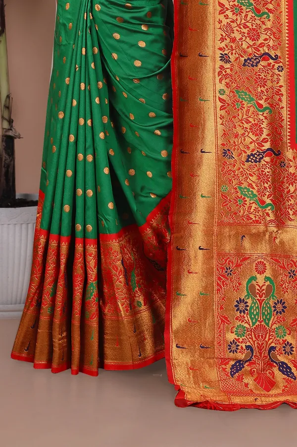 Pure_Silk_Paithani_Saree_with_Rich_Zari_Woven_Border_&_Peacock_Motifs_|_For_Traditional_Wedding_&_Festivals_|_5.5m_Saree_+_0.8m_Blouse_(Bottle_Green)
