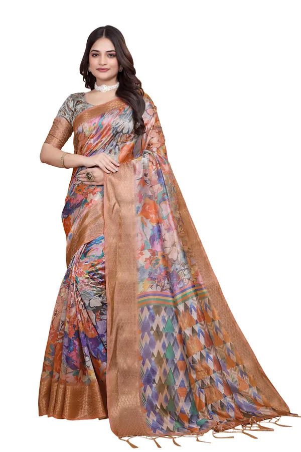Women's_Elegant_Soft_Silk_Blend_Saree_with_Zari_Border_&_Designer_Printed_Pallu_for_Women_|_For_Traditional,_Festive_&_Wedding_|_5.5m_Saree_+_0.8m_Blouse_(Multicolor_&_Gold)