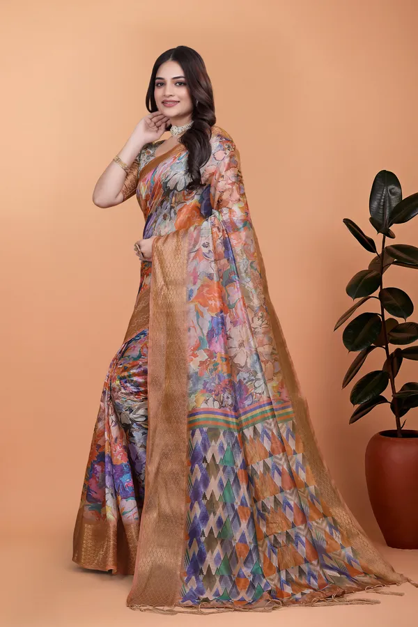 Women's_Elegant_Soft_Silk_Blend_Saree_with_Zari_Border_&_Designer_Printed_Pallu_for_Women_|_For_Traditional,_Festive_&_Wedding_|_5.5m_Saree_+_0.8m_Blouse_(Multicolor_&_Gold)