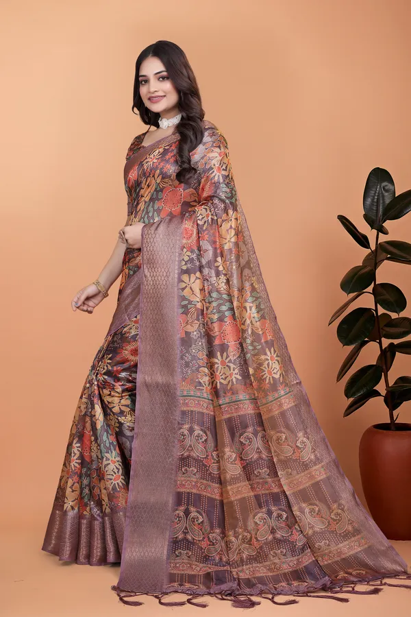 Lavender_&_Multicolor_Women's_Elegant_Soft_Silk_Blend_Saree_with_Zari_Border_&_Designer_Printed_Pallu_for_Women_|_For_Traditional,_Festive_&_Wedding_|_5.5m_Saree_+_0.8m_Blouse
