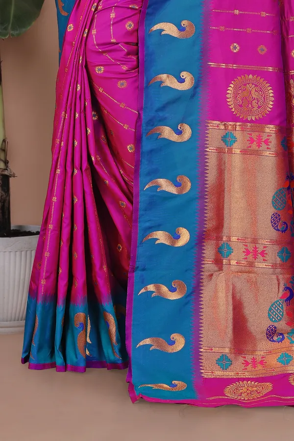 Pure_Silk_Paithani_Saree_with_Rich_Zari_Woven_Border_&_Peacock_Motifs_|_For_Traditional_Wedding_&_Festivals_|_5.5m_Saree_+_0.8m_Blouse_(Purple_&_Blue)