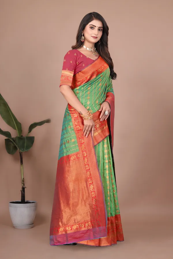 Pure_Silk_Paithani_Saree_with_Rich_Zari_Woven_Border_&_Traditional_Pallu_|_For_Traditional_Wedding_&_Festivals_|_5.5m_Saree_+_0.8m_Blouse_(Pista_Green_&_Orange_Rust)