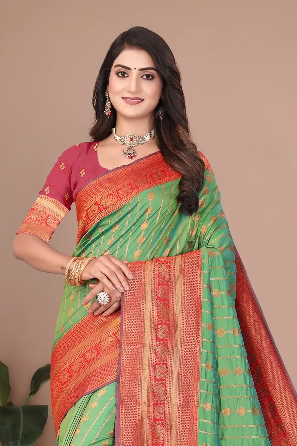 Pure_Silk_Paithani_Saree_with_Rich_Zari_Woven_Border_&_Traditional_Pallu_|_For_Traditional_Wedding_&_Festivals_|_5.5m_Saree_+_0.8m_Blouse_(Pista_Green_&_Orange_Rust)