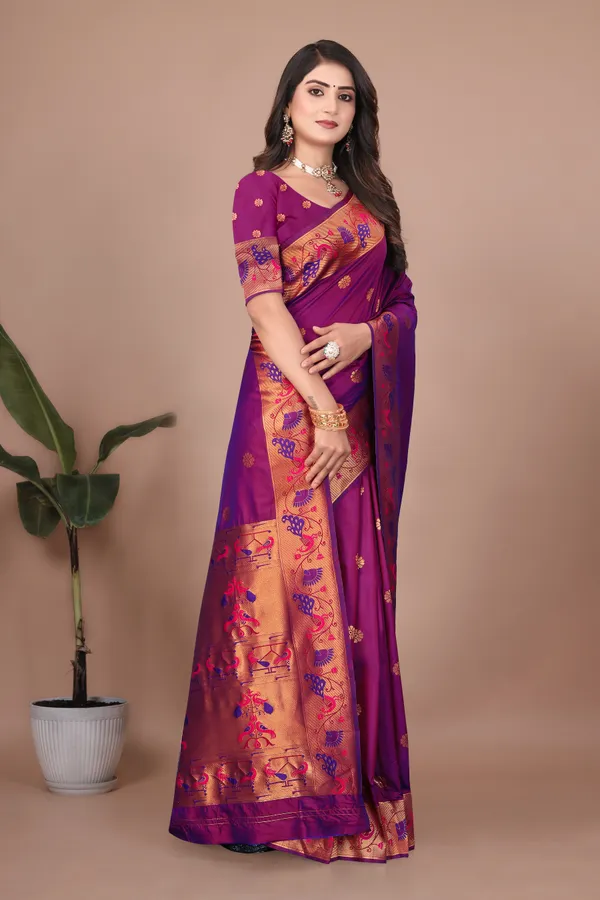 Pure_Silk_Paithani_Saree_with_Rich_Zari_Woven_Border_&_Peacock_Motifs_|_For_Traditional_Wedding_&_Festivals_|_5.5m_Saree_+_0.8m_Blouse_(Purple)