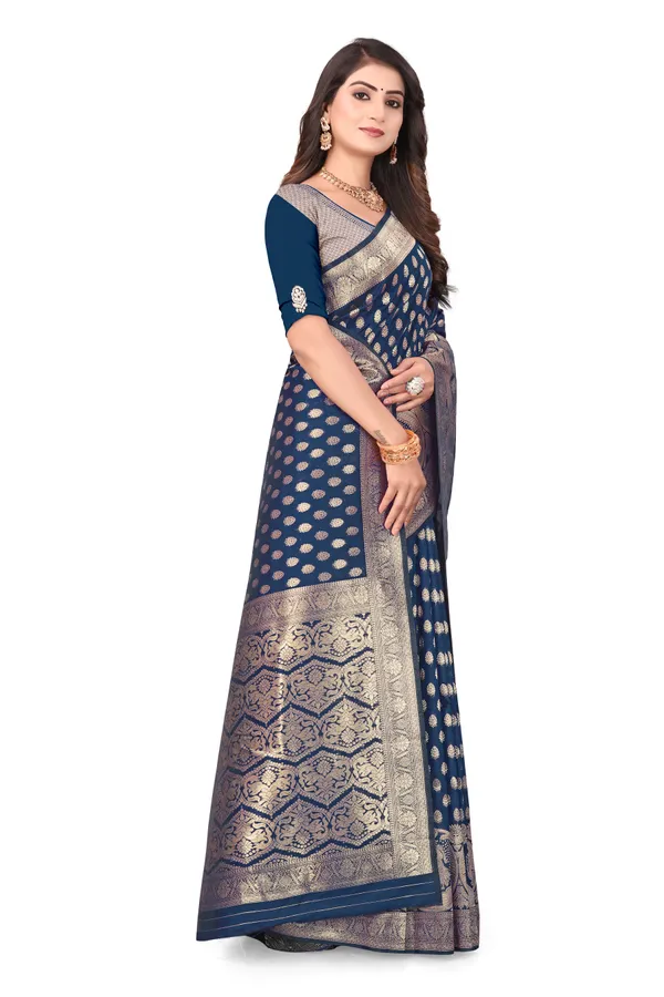 Banarasi_Silk_Saree_with_Gold_&_Silver_Zari_for_Women_|_For_Traditional_Wedding_&_Festivals_|_5.5m_Saree_+_0.8m_Blouse_(Dark_Blue)