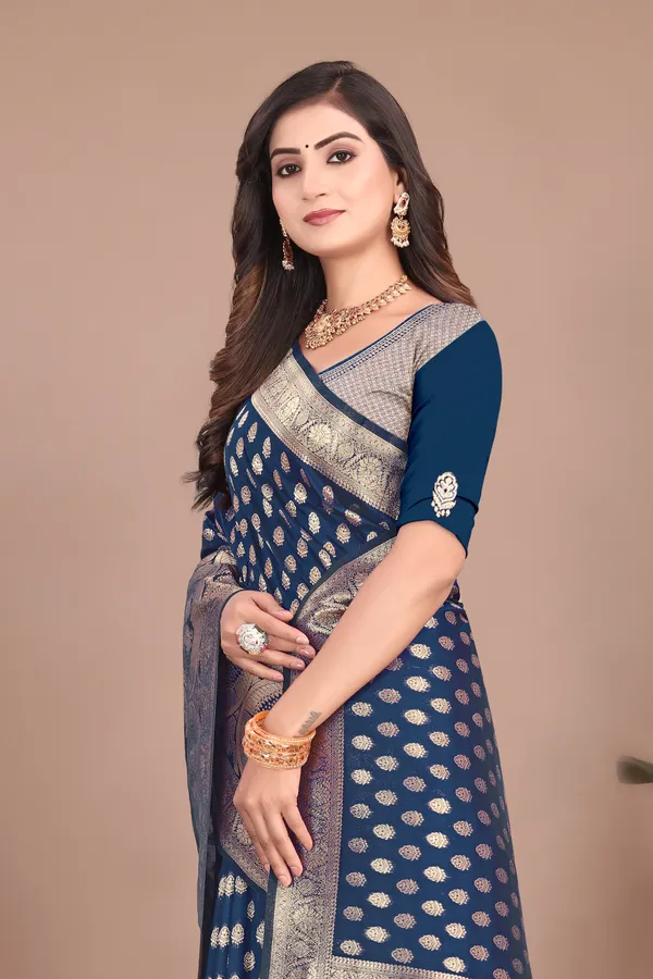 Banarasi_Silk_Saree_with_Gold_&_Silver_Zari_for_Women_|_For_Traditional_Wedding_&_Festivals_|_5.5m_Saree_+_0.8m_Blouse_(Dark_Blue)