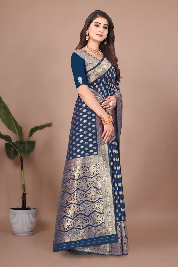 Banarasi_Silk_Saree_with_Gold_&_Silver_Zari_for_Women_|_For_Traditional_Wedding_&_Festivals_|_5.5m_Saree_+_0.8m_Blouse_(Dark_Blue)