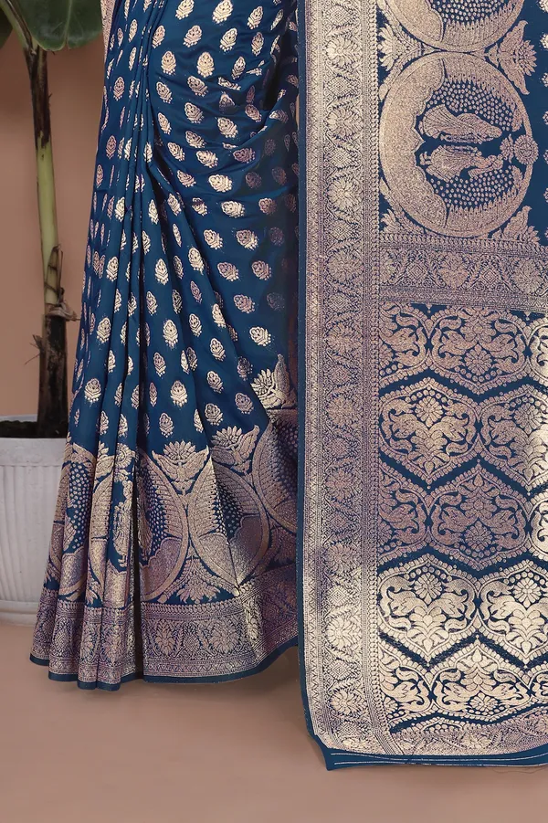Banarasi_Silk_Saree_with_Gold_&_Silver_Zari_for_Women_|_For_Traditional_Wedding_&_Festivals_|_5.5m_Saree_+_0.8m_Blouse_(Dark_Blue)