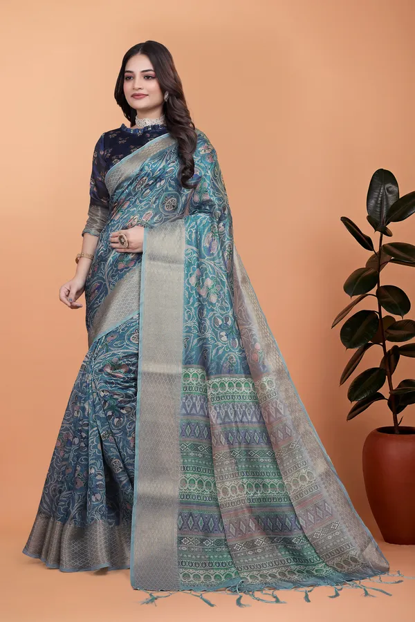 Women's_Elegant_Soft_Silk_Blend_Saree_with_Zari_Border_&_Designer_Printed_Pallu_for_Women_|_For_Traditional,_Festive_&_Wedding_|_5.5m_Saree_+_0.8m_Blouse_(Peacock_Blue)