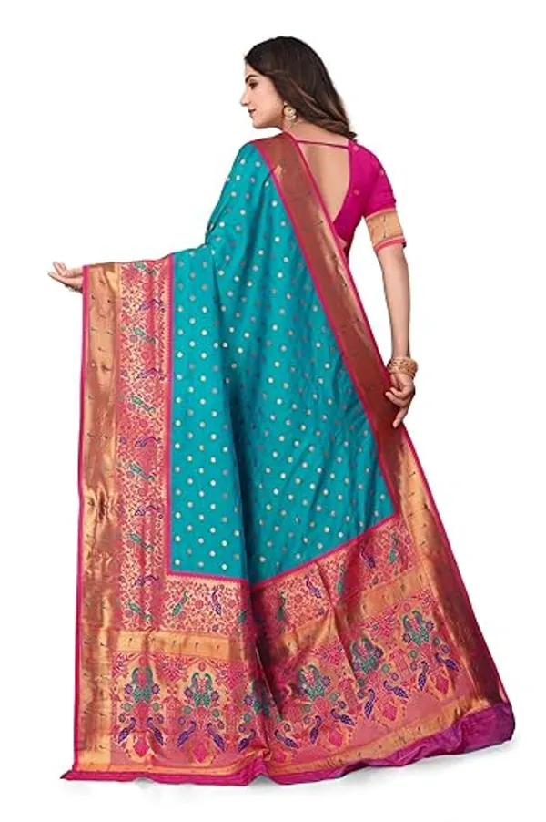 Pure_Silk_Paithani_Saree_with_Rich_Zari_Woven_Border_&_Peacock_Motifs_|_For_Traditional_Wedding_&_Festivals_|_5.5m_Saree_+_0.8m_Blouse_(Teal_Blue)