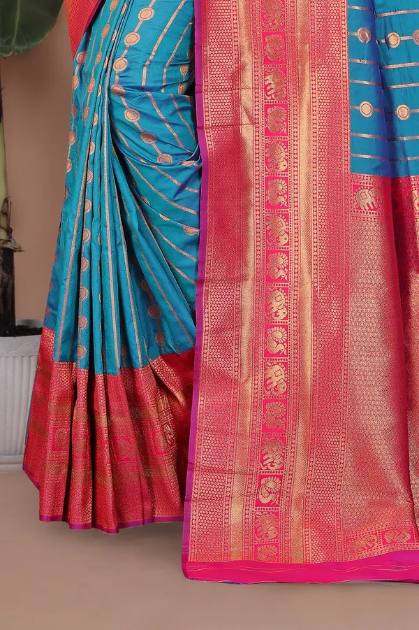Pure_Silk_Paithani_Saree_with_Rich_Zari_Woven_Border_&_Traditional_Pallu_|_For_Traditional_Wedding_&_Festivals_|_5.5m_Saree_+_0.8m_Blouse_(Peacock_Blue_&_Pink)