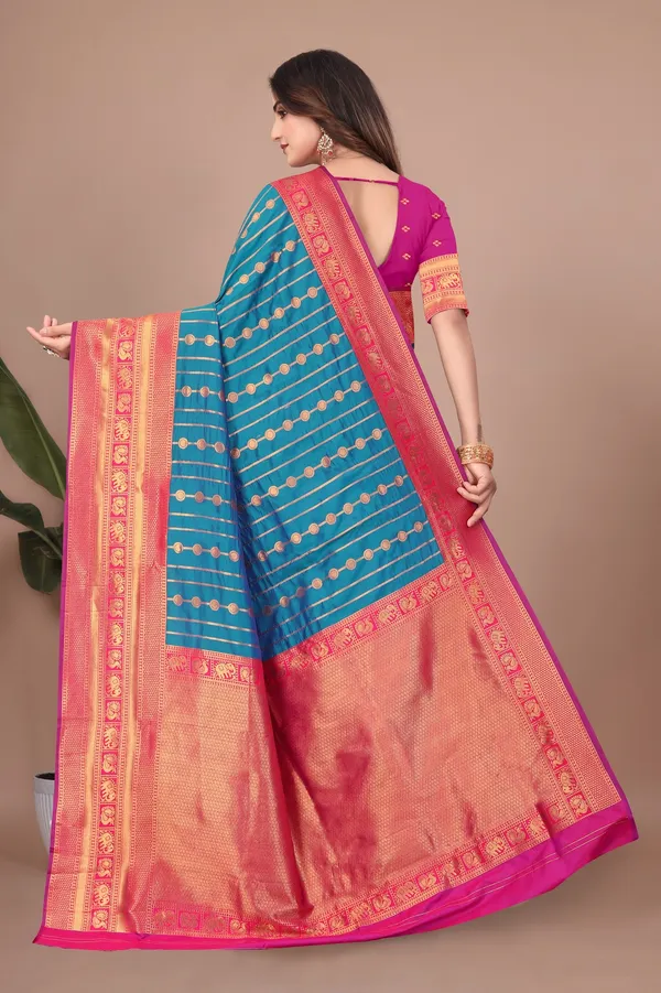 Pure_Silk_Paithani_Saree_with_Rich_Zari_Woven_Border_&_Traditional_Pallu_|_For_Traditional_Wedding_&_Festivals_|_5.5m_Saree_+_0.8m_Blouse_(Peacock_Blue_&_Pink)