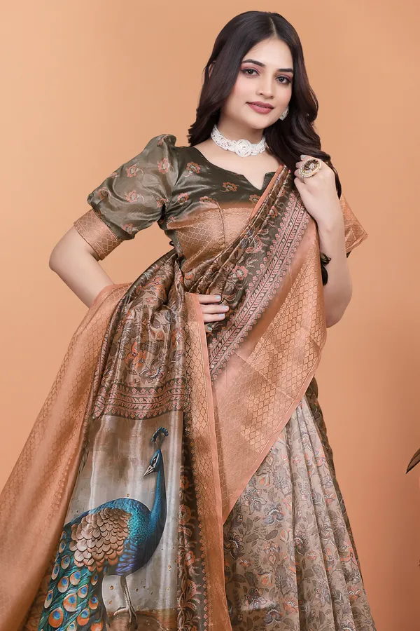 Women's_Elegant_Soft_Silk_Blend_Saree_with_Zari_Border_&_Designer_Printed_Pallu_for_Women_|_For_Traditional,_Festive_&_Wedding_|_5.5m_Saree_+_0.8m_Blouse_(Bronze_&_Olive_Green)