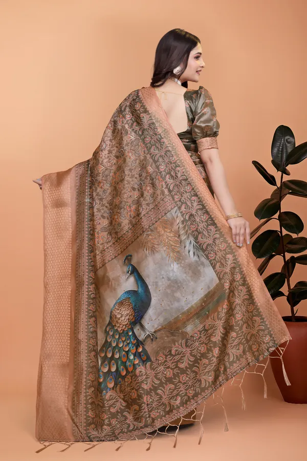 Women's_Elegant_Soft_Silk_Blend_Saree_with_Zari_Border_&_Designer_Printed_Pallu_for_Women_|_For_Traditional,_Festive_&_Wedding_|_5.5m_Saree_+_0.8m_Blouse_(Bronze_&_Olive_Green)