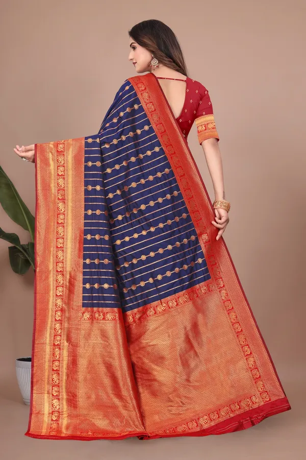 Pure_Silk_Paithani_Saree_with_Rich_Zari_Woven_Border_&_Traditional_Pallu_|_For_Traditional_Wedding_&_Festivals_|_5.5m_Saree_+_0.8m_Blouse_(Navy_Blue_&_Maroon_Red)