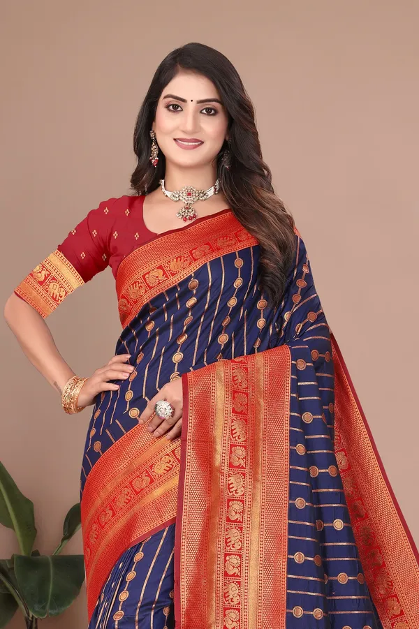 Pure_Silk_Paithani_Saree_with_Rich_Zari_Woven_Border_&_Traditional_Pallu_|_For_Traditional_Wedding_&_Festivals_|_5.5m_Saree_+_0.8m_Blouse_(Navy_Blue_&_Maroon_Red)
