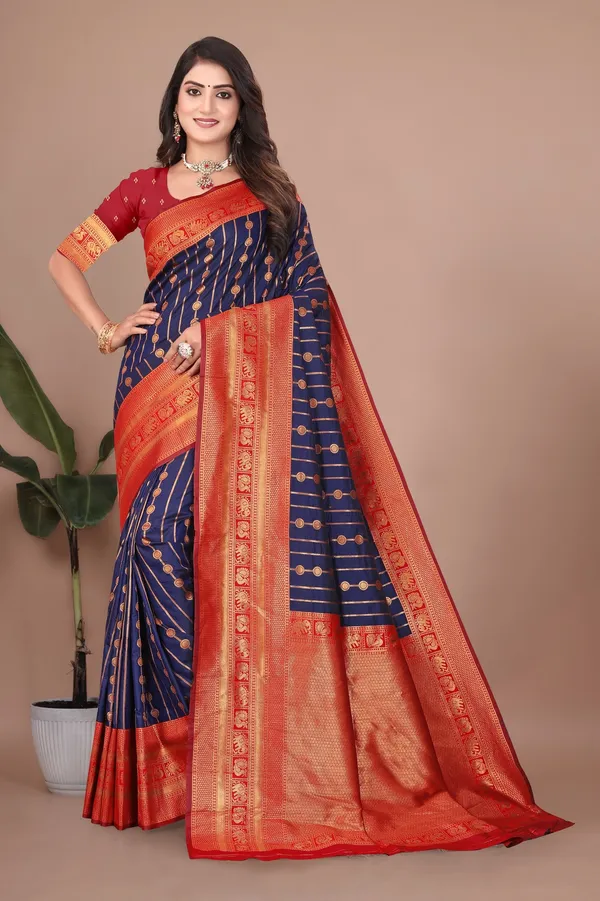 Pure_Silk_Paithani_Saree_with_Rich_Zari_Woven_Border_&_Traditional_Pallu_|_For_Traditional_Wedding_&_Festivals_|_5.5m_Saree_+_0.8m_Blouse_(Navy_Blue_&_Maroon_Red)
