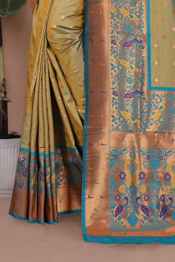 Pure_Silk_Paithani_Saree_with_Rich_Zari_Woven_Border_&_Peacock_Motifs_|_For_Traditional_Wedding_&_Festivals_|_5.5m_Saree_+_0.8m_Blouse_(Dust_Green)