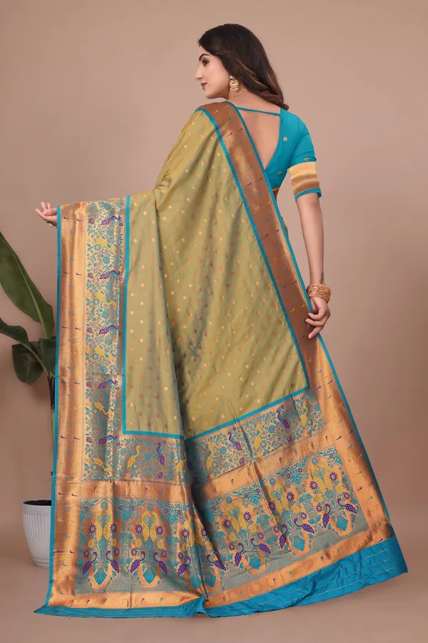 Pure_Silk_Paithani_Saree_with_Rich_Zari_Woven_Border_&_Peacock_Motifs_|_For_Traditional_Wedding_&_Festivals_|_5.5m_Saree_+_0.8m_Blouse_(Dust_Green)