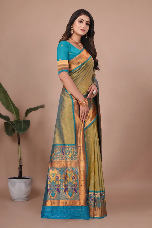 Pure_Silk_Paithani_Saree_with_Rich_Zari_Woven_Border_&_Peacock_Motifs_|_For_Traditional_Wedding_&_Festivals_|_5.5m_Saree_+_0.8m_Blouse_(Dust_Green)
