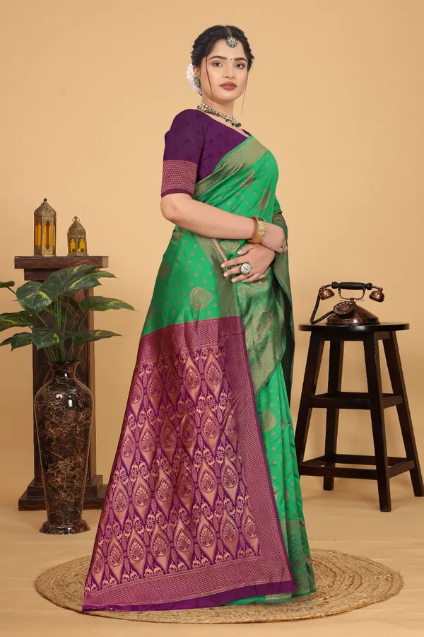 Women's_Banarasi_Silk_Saree_for_Women_|_Traditional_Woven_Saree_with_Contrast_Border_&_Pallu_|_For_Traditional,_Festive_&_Wedding_Saree_with_Blouse_Piece_(Gold_-_Green_&_Purple)