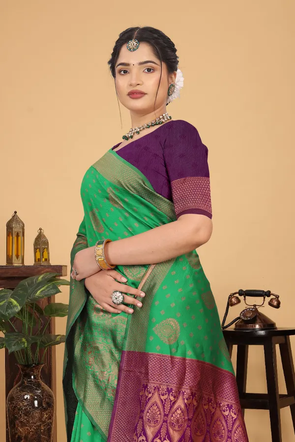 Women's_Banarasi_Silk_Saree_for_Women_|_Traditional_Woven_Saree_with_Contrast_Border_&_Pallu_|_For_Traditional,_Festive_&_Wedding_Saree_with_Blouse_Piece_(Gold_-_Green_&_Purple)