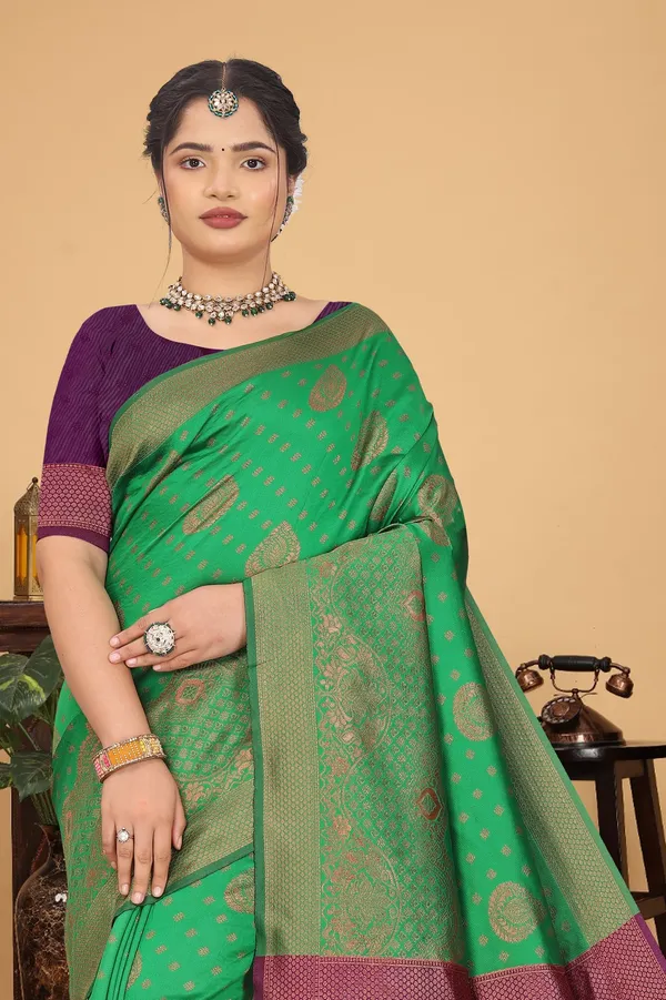 Women's_Banarasi_Silk_Saree_for_Women_|_Traditional_Woven_Saree_with_Contrast_Border_&_Pallu_|_For_Traditional,_Festive_&_Wedding_Saree_with_Blouse_Piece_(Gold_-_Green_&_Purple)