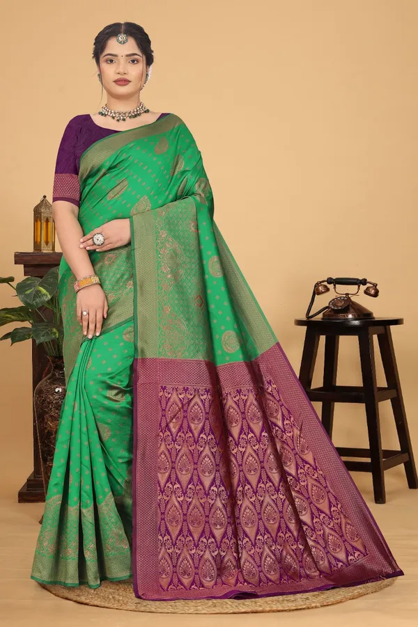 Women's_Banarasi_Silk_Saree_for_Women_|_Traditional_Woven_Saree_with_Contrast_Border_&_Pallu_|_For_Traditional,_Festive_&_Wedding_Saree_with_Blouse_Piece_(Gold_-_Green_&_Purple)