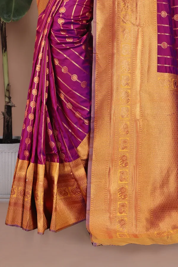 Pure_Silk_Paithani_Saree_with_Rich_Zari_Woven_Border_&_Traditional_Pallu_|_For_Traditional_Wedding_&_Festivals_|_5.5m_Saree_+_0.8m_Blouse_(Royal_Purple_&_Mustard_Gold)