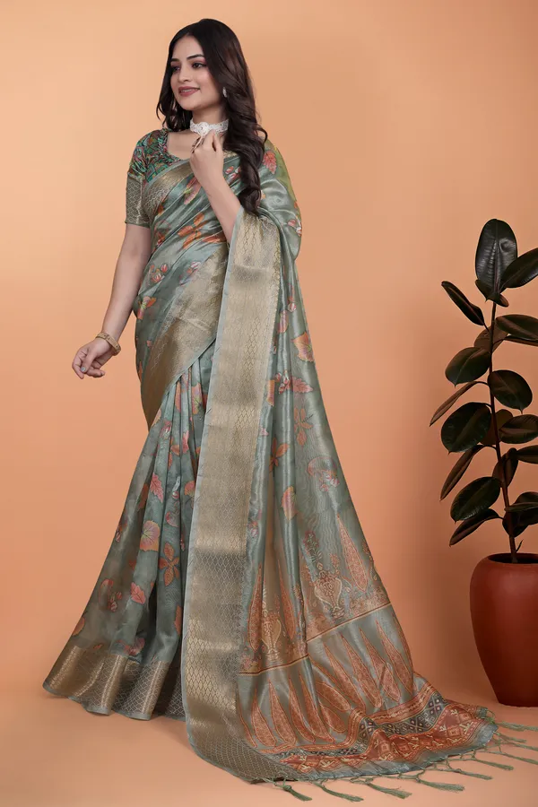 Sage_Green_Women's_Elegant_Soft_Silk_Blend_Saree_with_Zari_Border_&_Designer_Printed_Pallu_for_Women_|_For_Traditional,_Festive_&_Wedding_|_5.5m_Saree_+_0.8m_Blouse