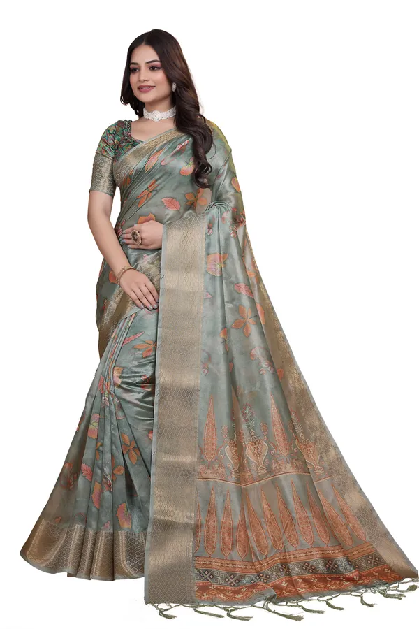 Sage_Green_Women's_Elegant_Soft_Silk_Blend_Saree_with_Zari_Border_&_Designer_Printed_Pallu_for_Women_|_For_Traditional,_Festive_&_Wedding_|_5.5m_Saree_+_0.8m_Blouse