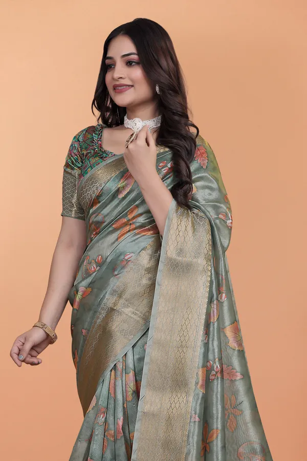 Sage_Green_Women's_Elegant_Soft_Silk_Blend_Saree_with_Zari_Border_&_Designer_Printed_Pallu_for_Women_|_For_Traditional,_Festive_&_Wedding_|_5.5m_Saree_+_0.8m_Blouse
