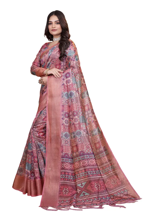 Women's_Elegant_Soft_Silk_Blend_Saree_with_Zari_Border_&_Designer_Printed_Pallu_for_Women_|_For_Traditional,_Festive_&_Wedding_|_5.5m_Saree_+_0.8m_Blouse_(Pink_&_Multicolor)