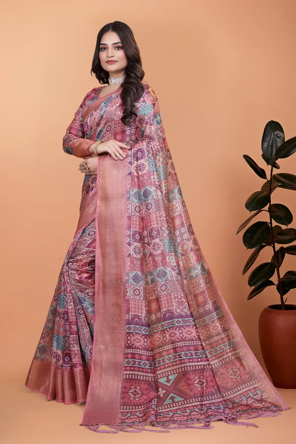 Women's_Elegant_Soft_Silk_Blend_Saree_with_Zari_Border_&_Designer_Printed_Pallu_for_Women_|_For_Traditional,_Festive_&_Wedding_|_5.5m_Saree_+_0.8m_Blouse_(Pink_&_Multicolor)