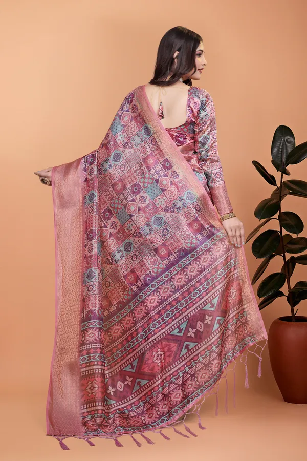 Women's_Elegant_Soft_Silk_Blend_Saree_with_Zari_Border_&_Designer_Printed_Pallu_for_Women_|_For_Traditional,_Festive_&_Wedding_|_5.5m_Saree_+_0.8m_Blouse_(Pink_&_Multicolor)