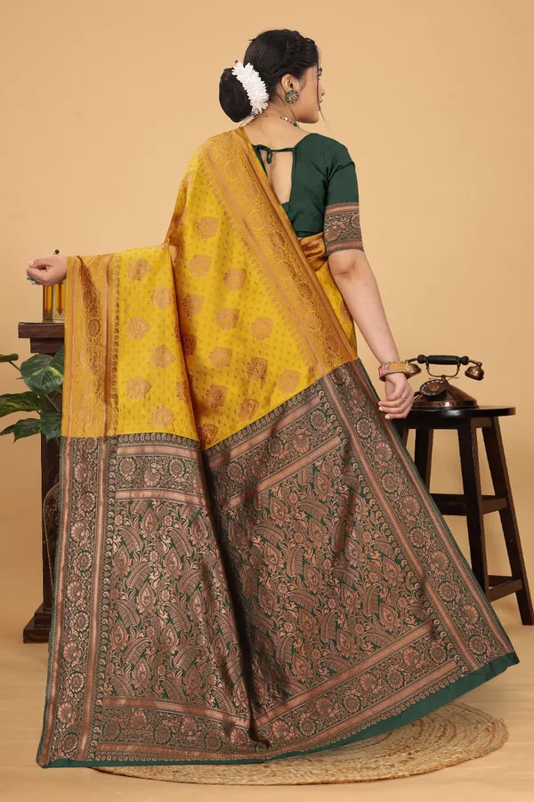 Women's_Banarasi_Silk_Saree_for_Women_|_Traditional_Woven_Saree_with_Contrast_Border_&_Pallu_|_For_Traditional,_Festive_&_Wedding_Saree_with_Blouse_Piece_(Gold_-_Yellow_&_Dark_Green)