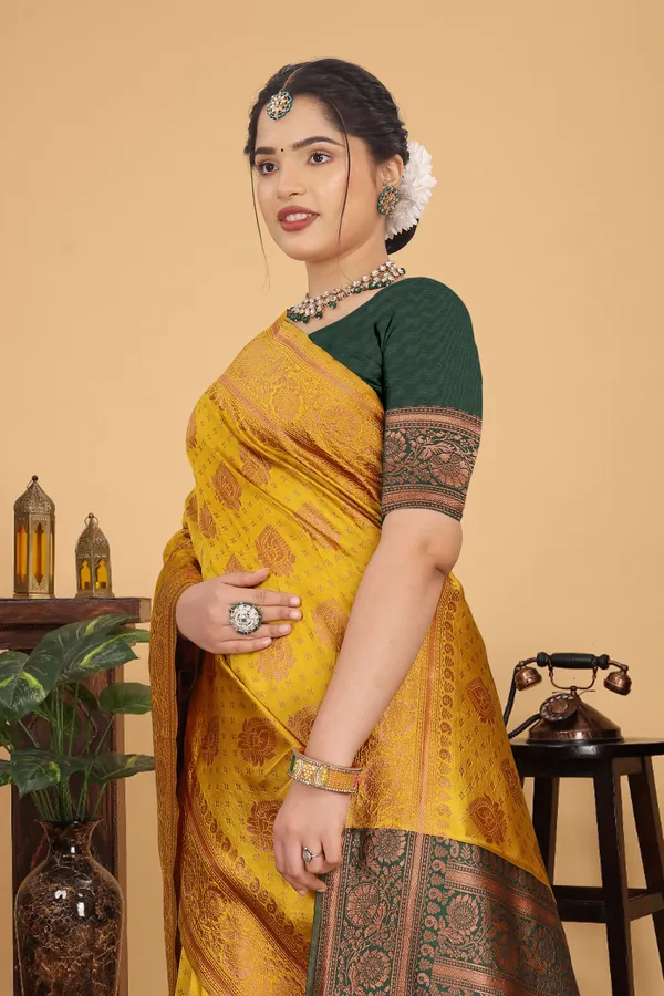 Women's_Banarasi_Silk_Saree_for_Women_|_Traditional_Woven_Saree_with_Contrast_Border_&_Pallu_|_For_Traditional,_Festive_&_Wedding_Saree_with_Blouse_Piece_(Gold_-_Yellow_&_Dark_Green)