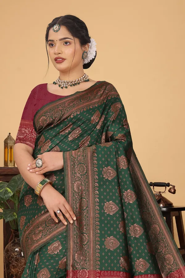 Women's_Banarasi_Silk_Saree_for_Women_|_Traditional_Woven_Saree_with_Contrast_Border_&_Pallu_|_For_Traditional,_Festive_&_Wedding_Saree_with_Blouse_Piece_(Gold_-_Dark_Green_&_Red)