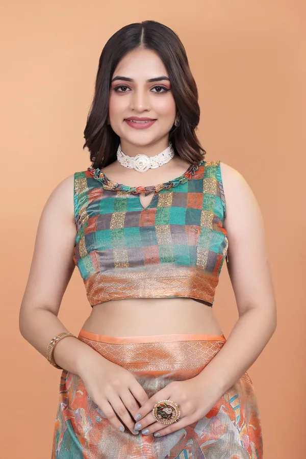 Women's_Elegant_Soft_Silk_Blend_Saree_with_Zari_Border_&_Designer_Printed_Pallu_for_Women_|_For_Traditional,_Festive_&_Wedding_|_5.5m_Saree_+_0.8m_Blouse_(Orange_&_Green)