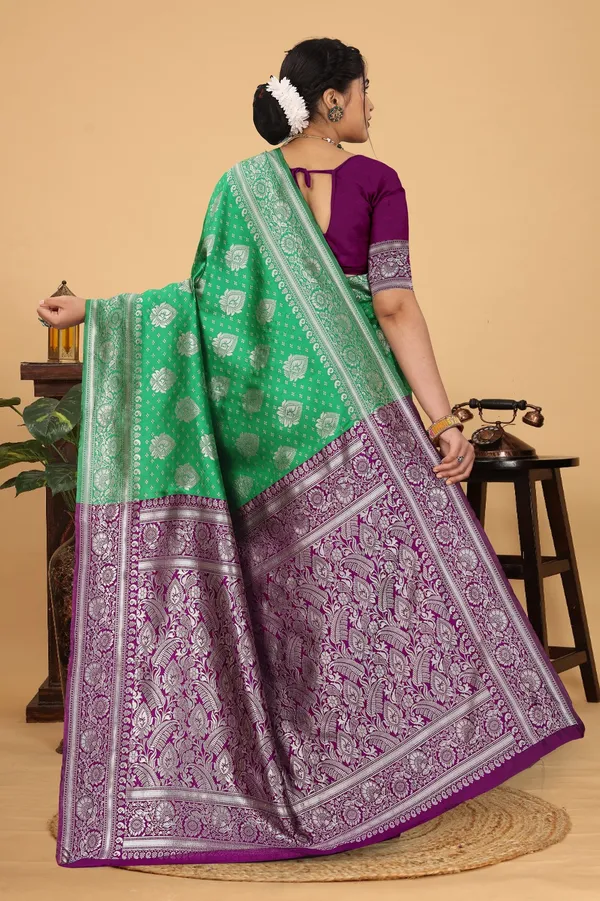 Women's_Banarasi_Silk_Saree_for_Women_|_Traditional_Woven_Saree_with_Contrast_Border_&_Pallu_|_For_Traditional,_Festive_&_Wedding_Saree_with_Blouse_Piece_(Silver_-_Green_&_Purple)