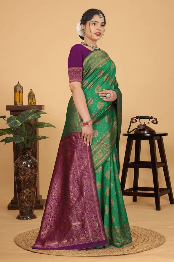 Women's_Banarasi_Silk_Saree_for_Women_|_Traditional_Woven_Saree_with_Contrast_Border_&_Pallu_|_For_Traditional,_Festive_&_Wedding_Saree_with_Blouse_Piece_(Gold_-_Green_&_Purple)