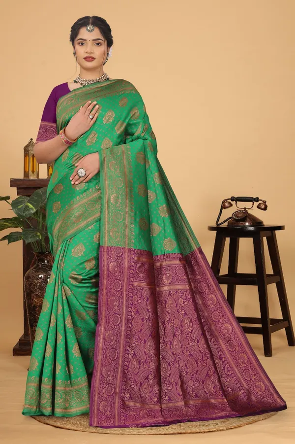 Women's_Banarasi_Silk_Saree_for_Women_|_Traditional_Woven_Saree_with_Contrast_Border_&_Pallu_|_For_Traditional,_Festive_&_Wedding_Saree_with_Blouse_Piece_(Gold_-_Green_&_Purple)